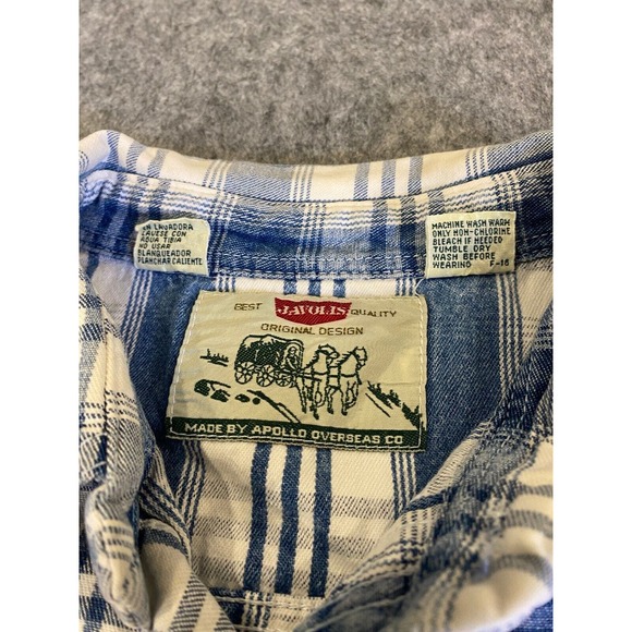 Vintage Javolis Plaid Button Up Cotton Longsleeve Shirt Sz Large - Picture 2 of 10